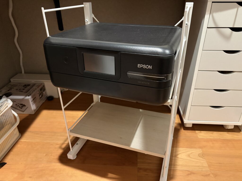 ニトリのワイヤーシェルフを使ったプリンター収納