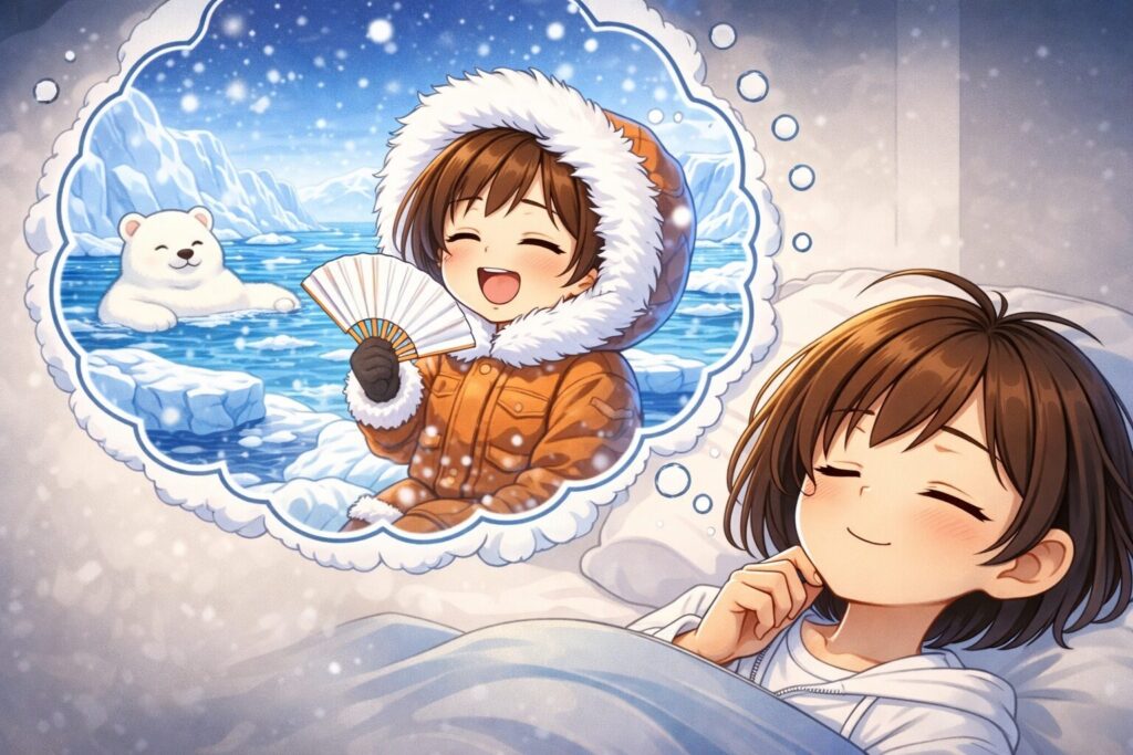 涼しげな夢を見る女