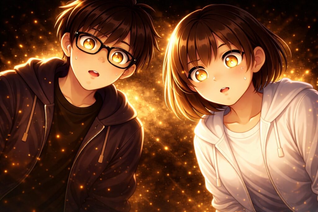 神秘的な物を見つける二人